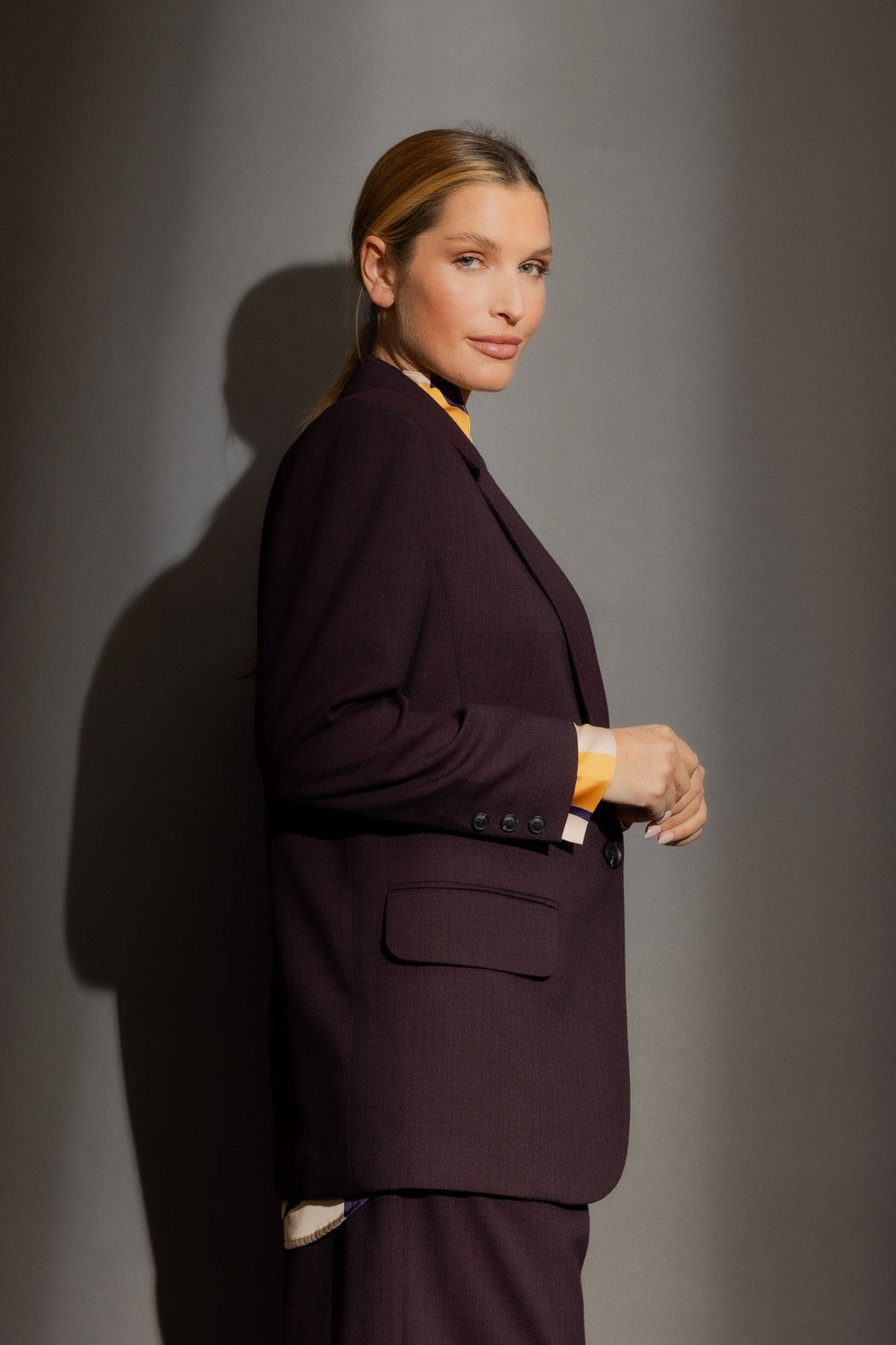 Wine Check Oversized Blazer