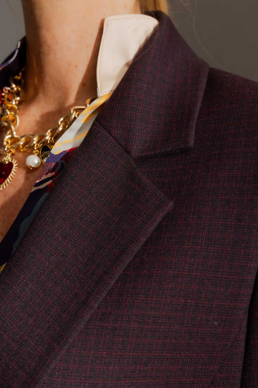 Wine Check Oversized Blazer