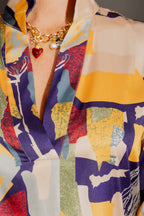 Floral Abstract Silky Blogger Shirt Floral Abstract