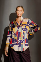 Floral Abstract Silky Blogger Shirt Floral Abstract