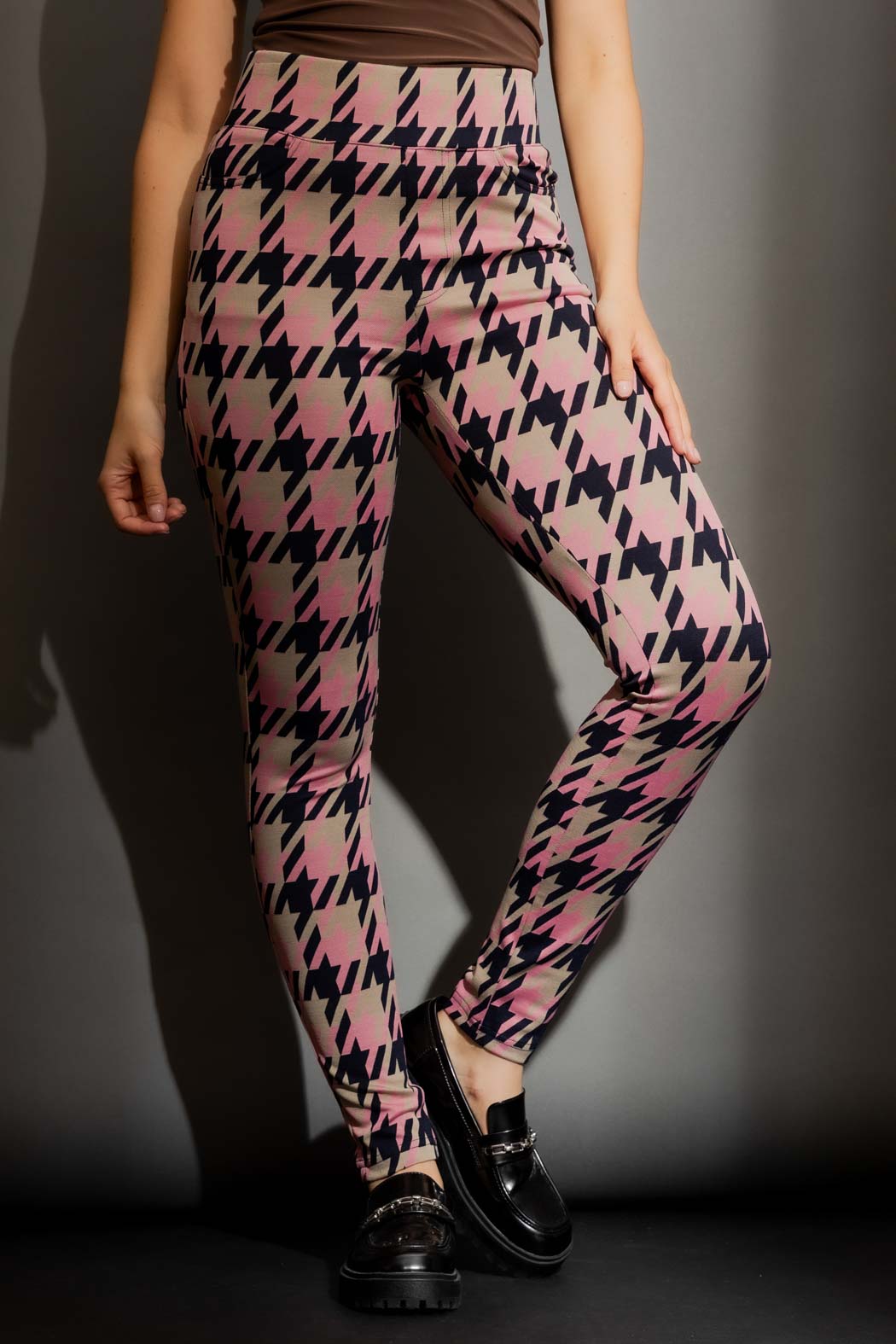 Pink/Beige High Waist Zip Pant