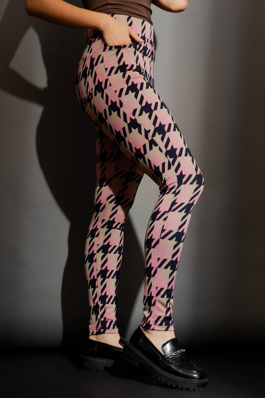 Pink/Beige High Waist Zip Pant