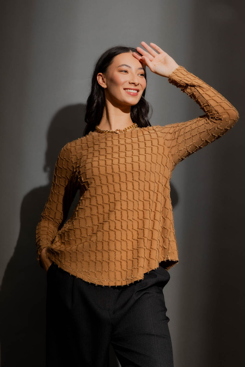 Coffee Knit Bell Top