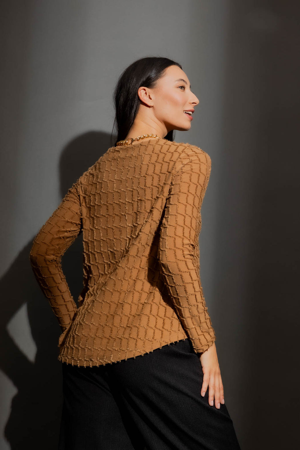 Coffee Knit Bell Top