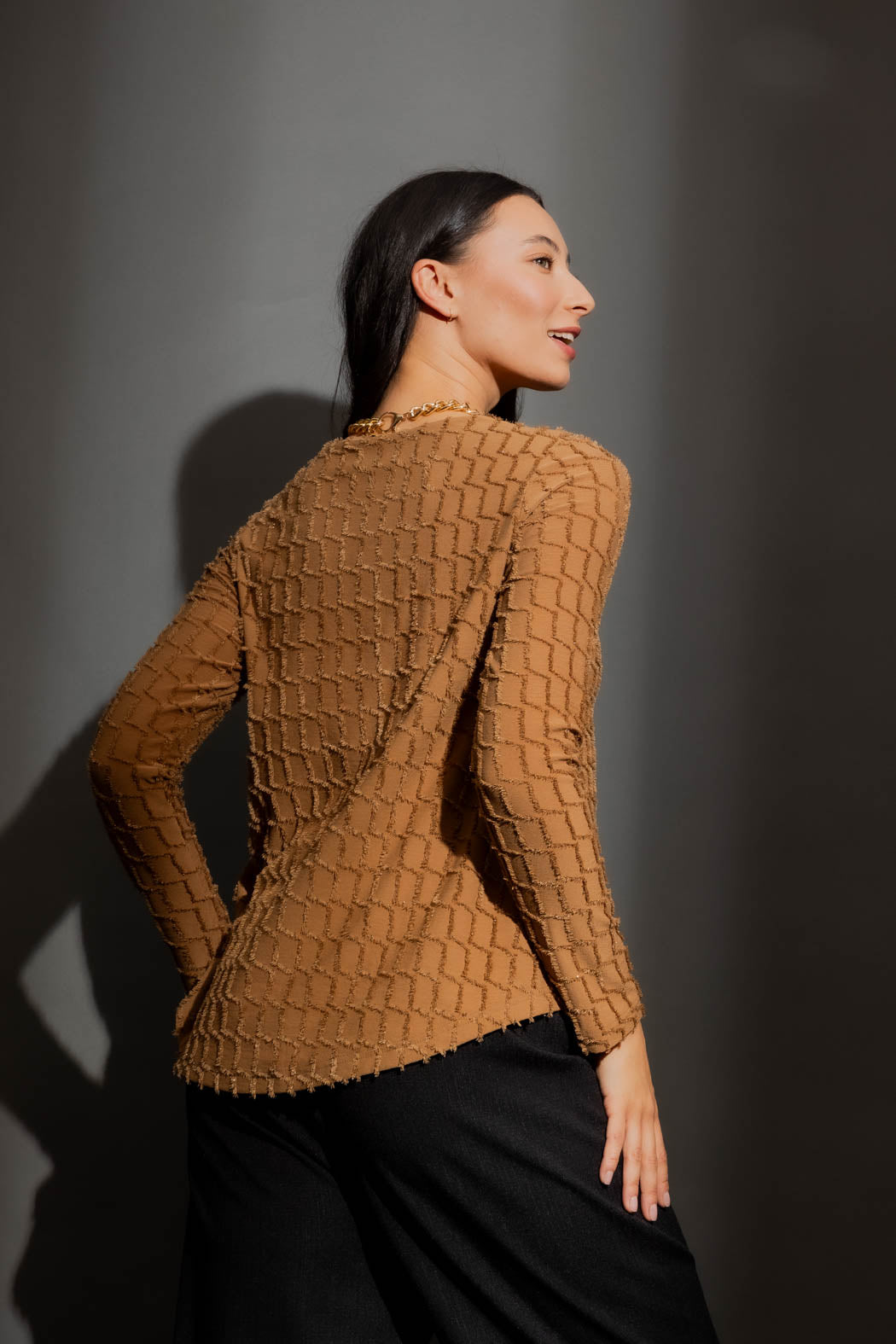 Coffee Knit Bell Top