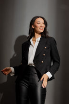 Black Textured Midi Sisca Blazer