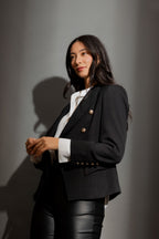 Black Textured Midi Sisca Blazer