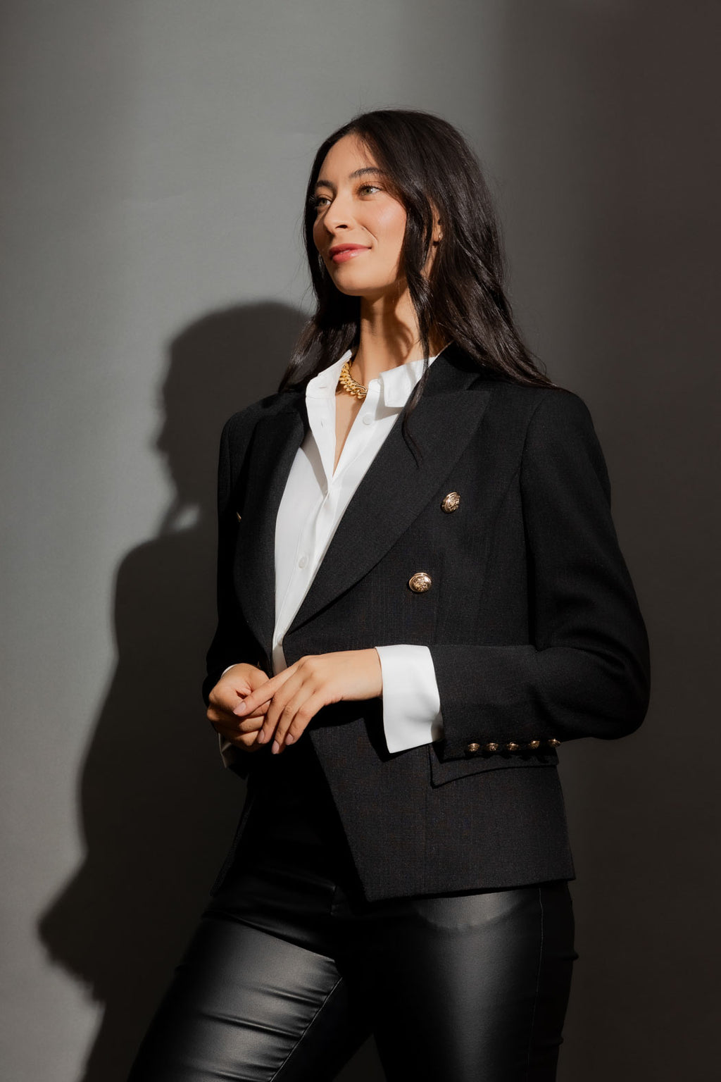 Black Textured Midi Sisca Blazer