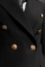 Black Shimmer Crop Sisca Blazer