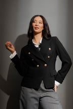 Black Shimmer Crop Sisca Blazer