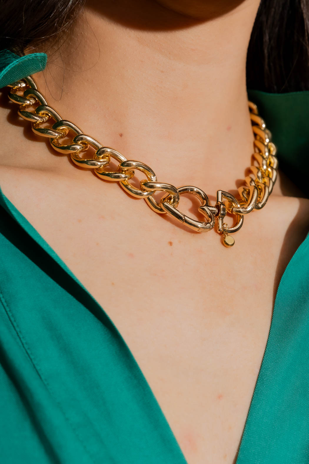 Heart Clasp Necklace Gold