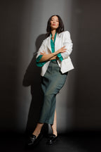 White Shimmer Crop Sisca Blazer