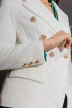 White Shimmer Crop Sisca Blazer