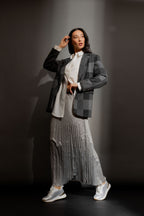 Patchwork Oversized Blazer Charcoal