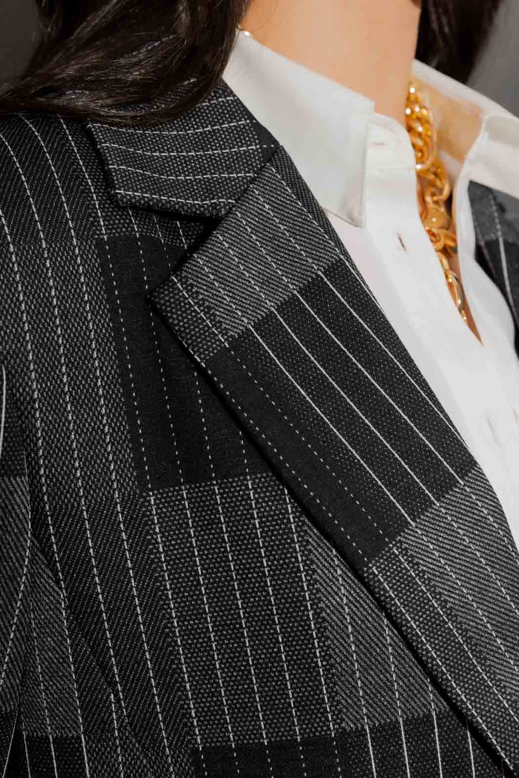Patchwork Oversized Blazer Charcoal