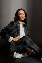 Patchwork Oversized Blazer Charcoal