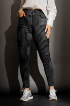 Patchwork High Waist Zip Pant Charcoal