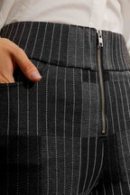 Patchwork High Waist Zip Pant Charcoal