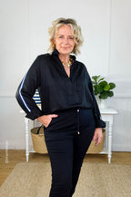 Black Tencel Stripe Blogger Shirt