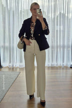 Ivory Faux Leather Pocket Pant