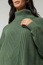 Sage Cable Roll Neck Jumper - Sale
