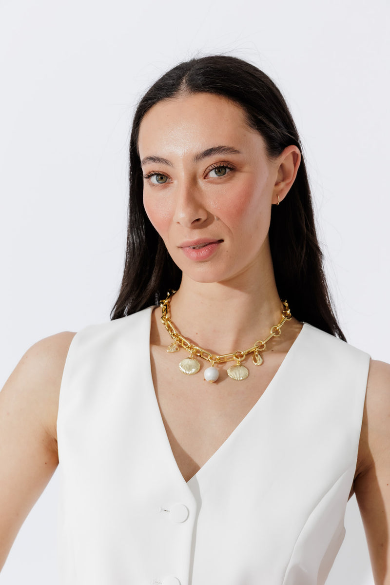 Gold Seashells Charm Necklace