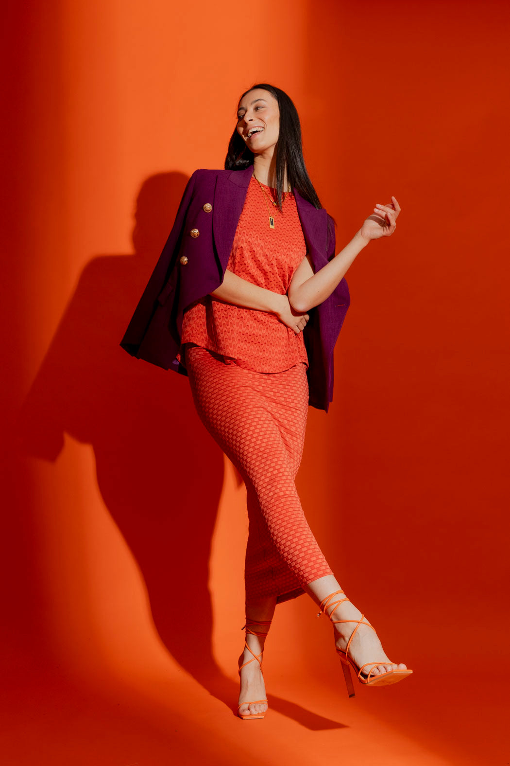 Orange Wave Bell Cap Sleeve Top