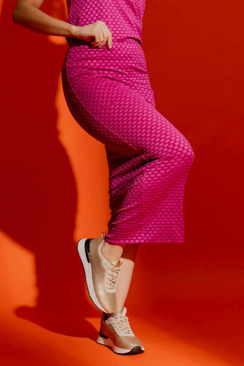 Pink Checkerboard Tube Skirt
