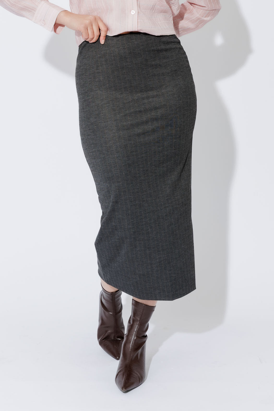 Charcoal Pin Stripe Double Layer Skirt