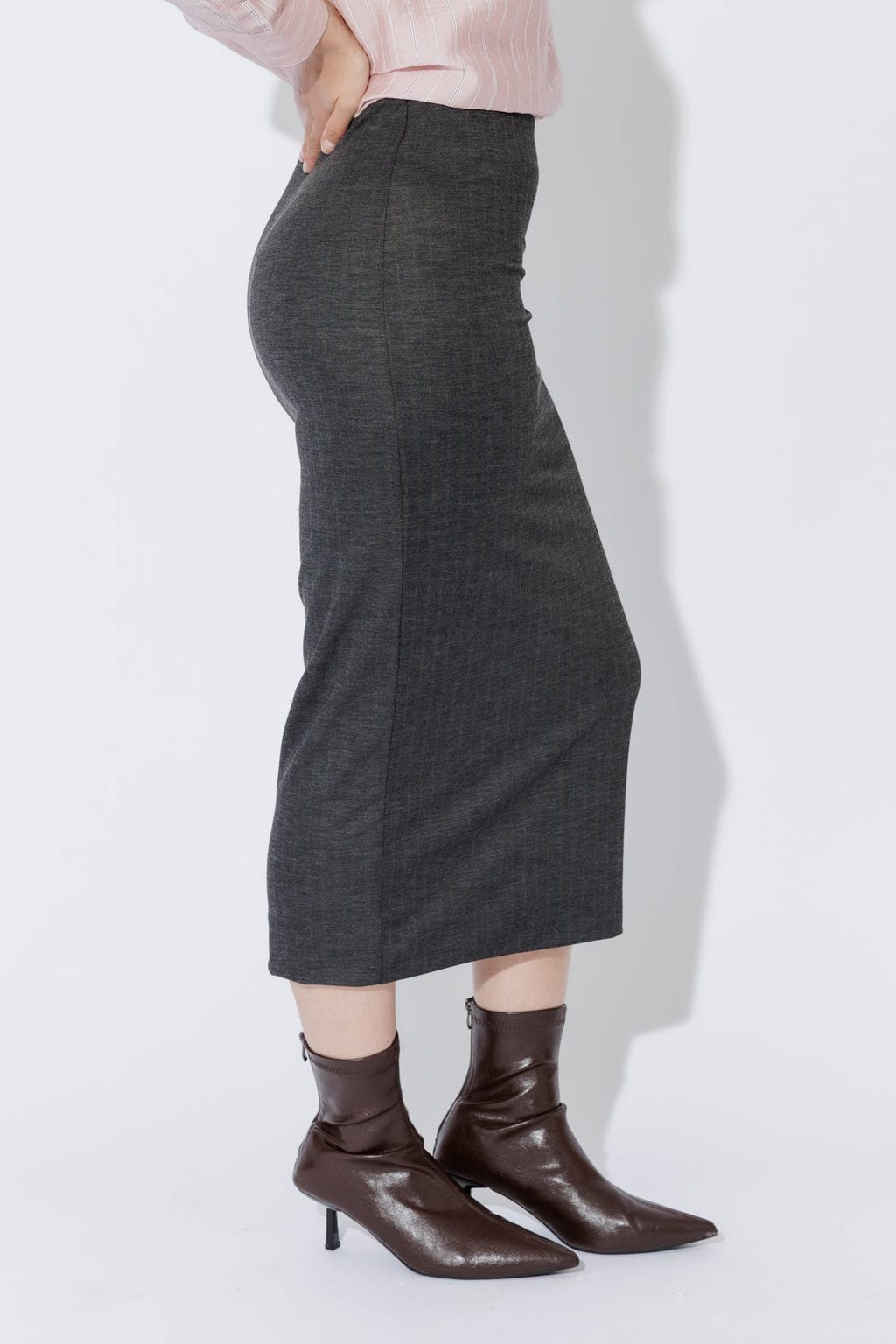 Charcoal Pin Stripe Double Layer Skirt