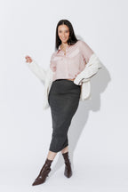 Charcoal Pin Stripe Double Layer Skirt