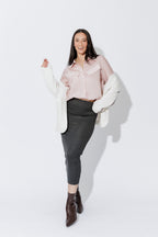 Charcoal Pin Stripe Double Layer Skirt