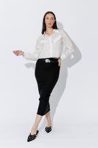 White Tencel Stripe Pocket Shirt