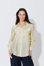 Lemon Tencel Stripe Pocket Shirt
