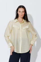 Lemon Tencel Stripe Pocket Shirt