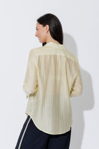 Lemon Tencel Stripe Pocket Shirt