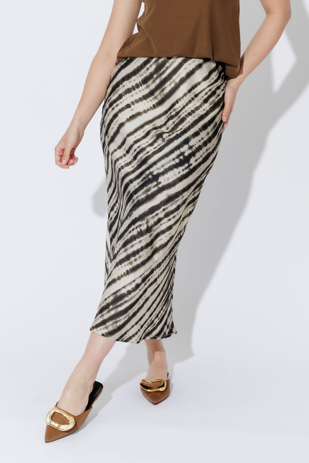 Lines Silky Bias Skirt