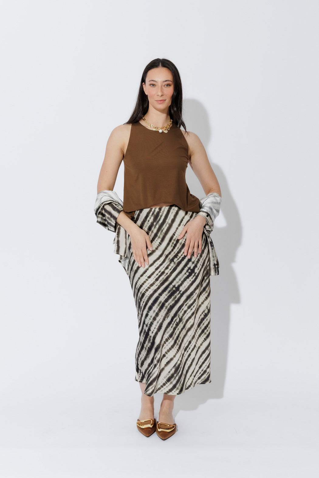 Lines Silky Bias Skirt