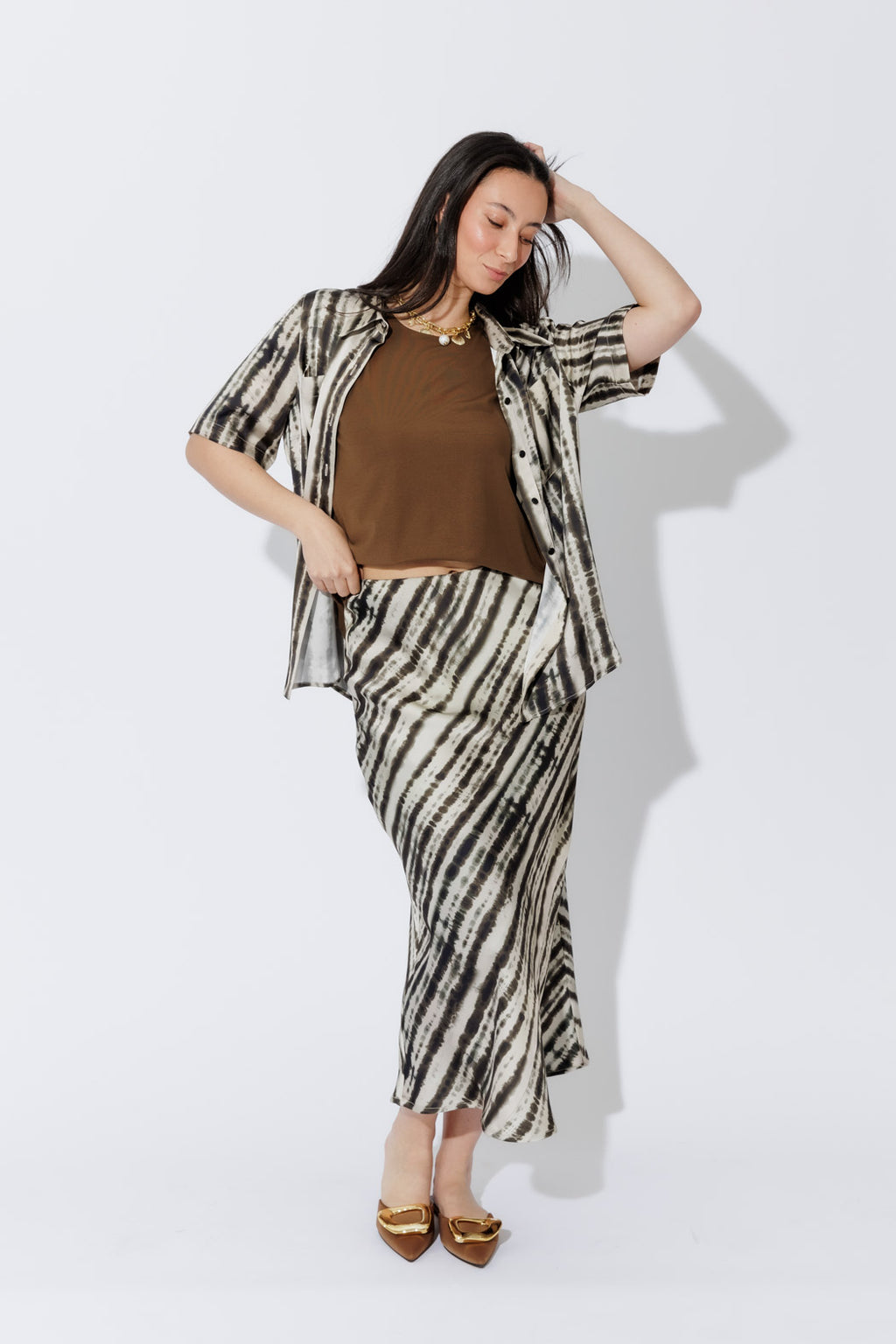 Lines Silky Bias Skirt