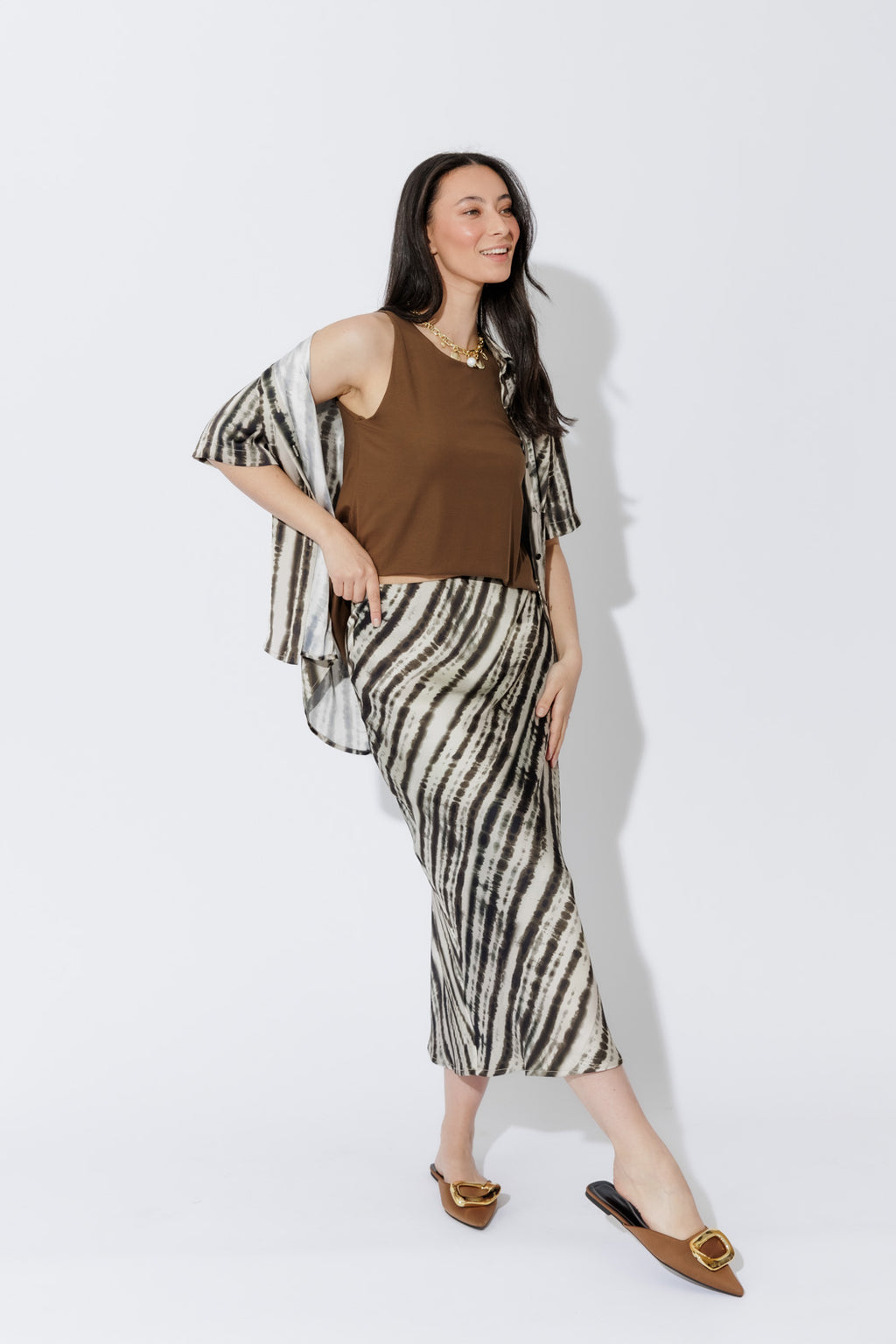 Lines Silky Bias Skirt