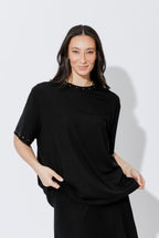Black Tencel Stud T-Shirt