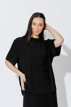 Black Tencel Stud T-Shirt
