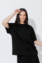 Black Tencel Stud T-Shirt
