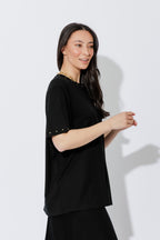 Black Tencel Stud T-Shirt