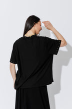 Black Tencel Stud T-Shirt