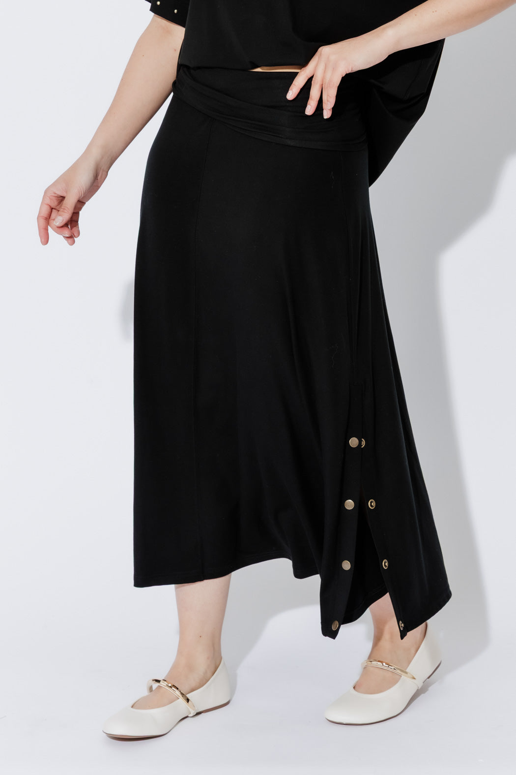 Black Tencel Stud Skirt