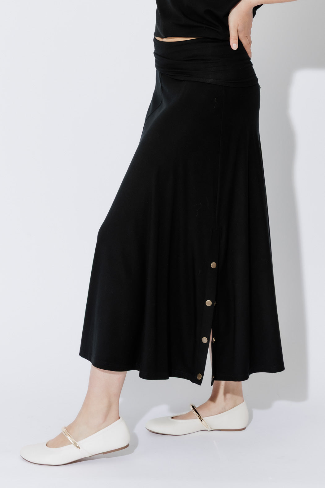 Black Tencel Stud Skirt