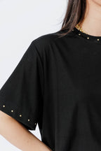 Black Tencel Stud T-Shirt