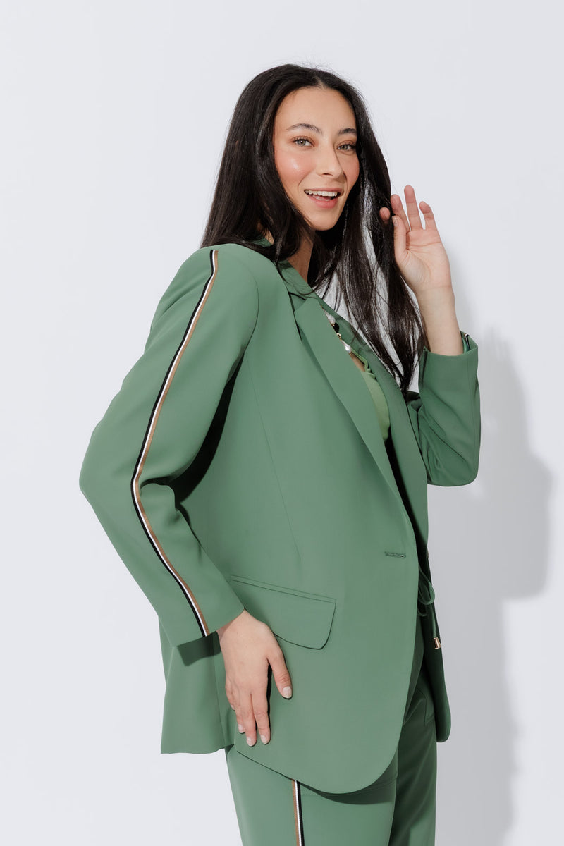 Sage Stripe Boyfriend Blazer