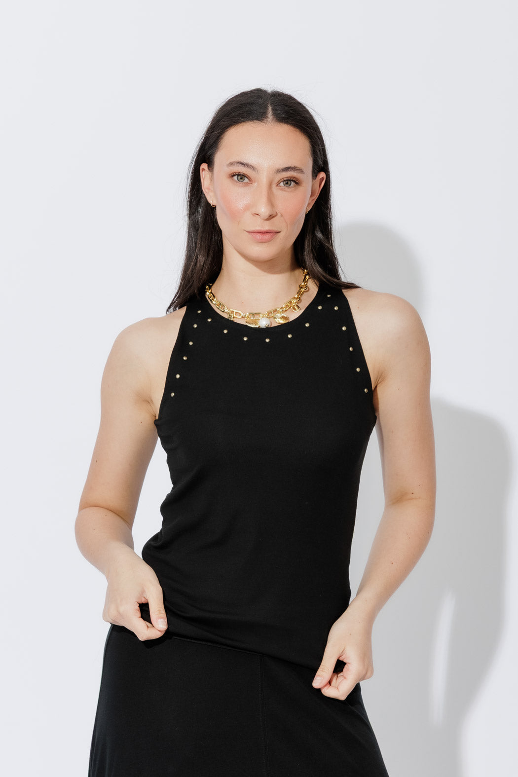 Black Tencel Stud Cami